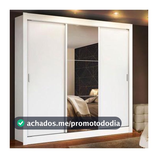 Guarda Roupa Casal Madesa Mônaco 3 Portas de Correr com Espelho