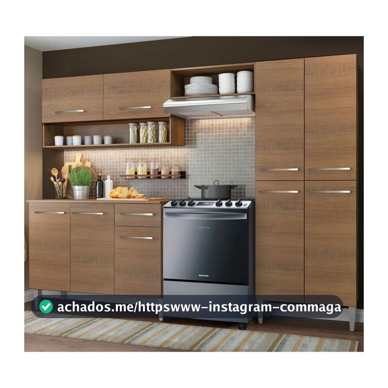 Armário de Cozinha Completa com Armário e Balcão 229cm Emilly Madesa - Armário de Cozinha