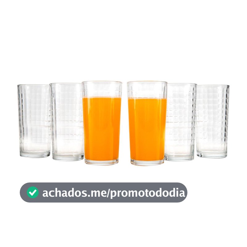 Jogo de Copos de Vidro 255ml 6 Peças Haus Concept Waffle