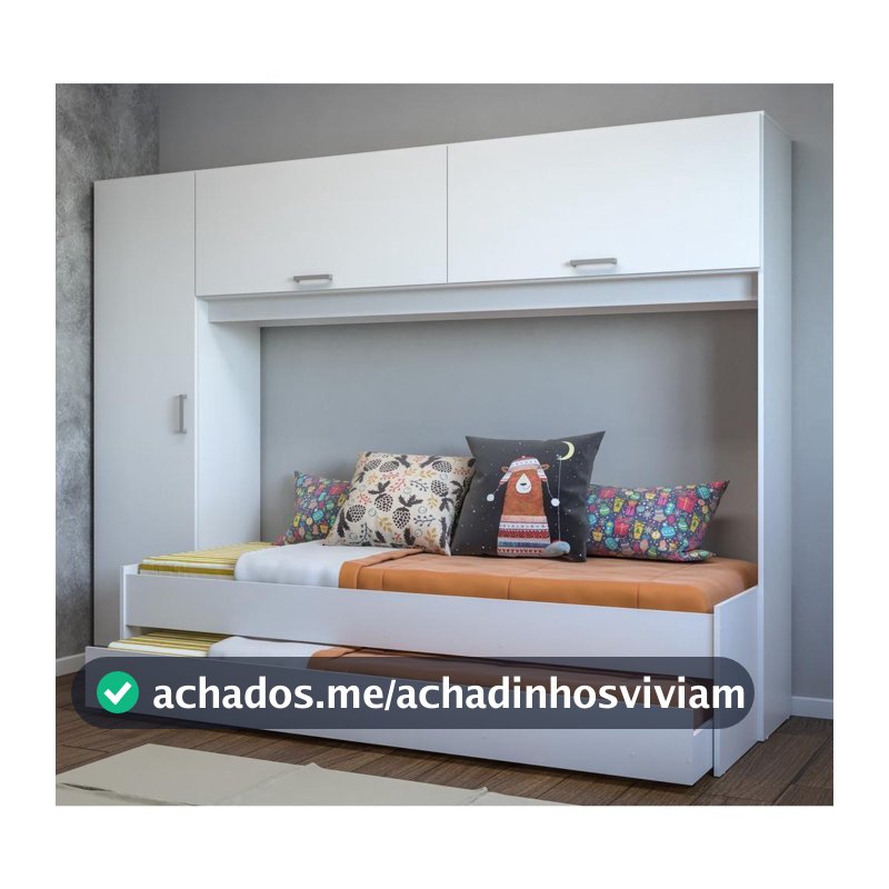 Roupeiro com Bicama Multimóveis para Colchão 190cm x 90cm Branca REF.1909