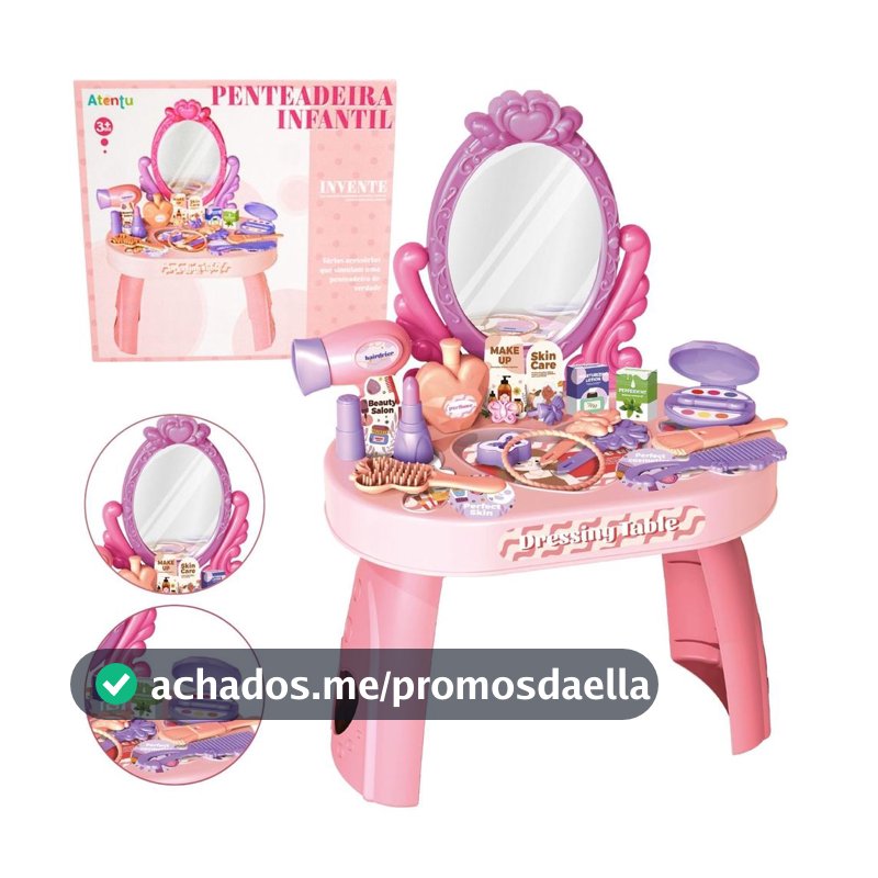 Penteadeira Infantil com Acessórios Maquiagem Brinquedo Beleza - ATENTU - Cozinha Infantil