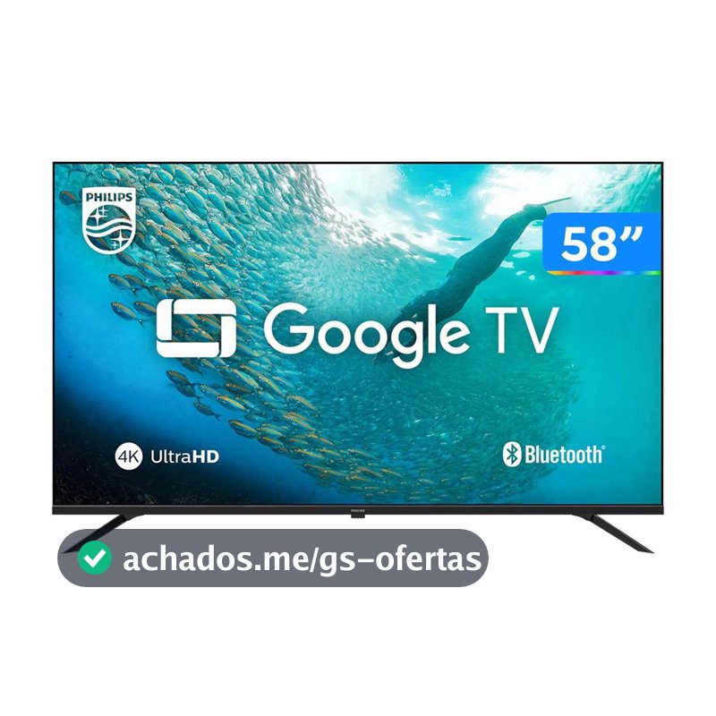 Smart TV 58" 4K UHD LED Philips 58PUG7019/78 Wi-Fi Bluetooth Google Assistente 3 HDMI 2 USB
