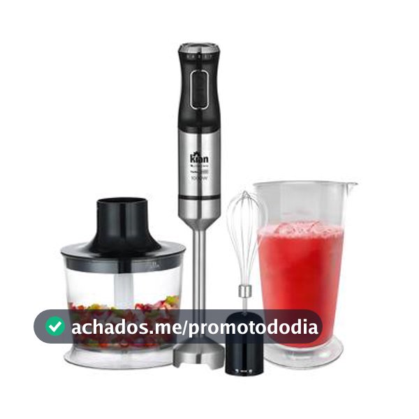 Mixer 3 em 1 Kian 1000W Inox Turbo 5 Velocidades com Processador Triturador e Copo 700ml