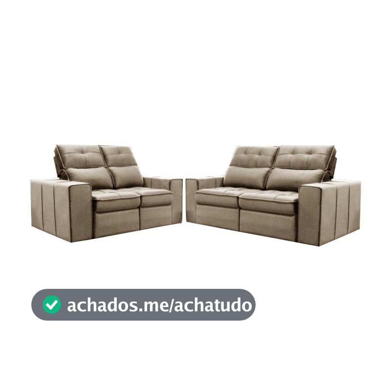 Conjunto de Sofás 2 e 3 Lugares Barsa Gralha Azul - Sofá 2 Lugares