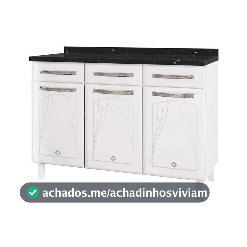 Balcão de Cozinha Telasul Aço 3 Portas 3 Gavetas Cristal - Buffet e Balcão para Sala de Jantar - Magazine Moniqueglima