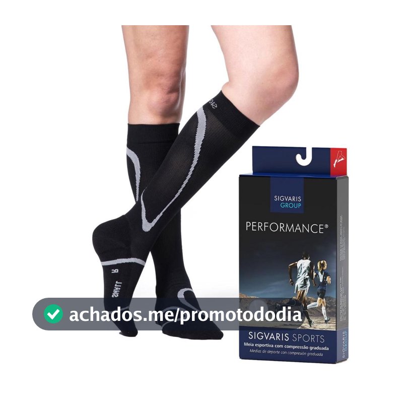 Meia Masculina 3/4 Média Compressão 20 30 mmHg Performance Preta Panturrilha Sigvaris