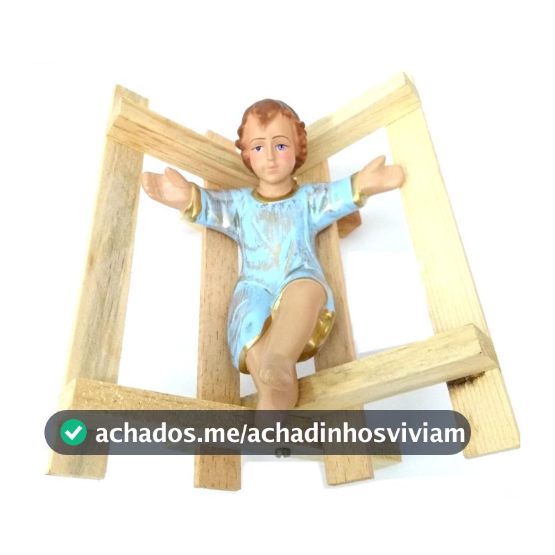 Imagem Menino Jesus Com Manjedoura Gesso 16cm - Evangelize - Imagem Menino Jesus - Magazine In_2936609