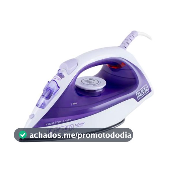 Ferro de Passar Roupa a Vapor e a Seco Black+Decker FX1050 Branco e Roxo - Ferro de Passar - Magazine Moniqueglima