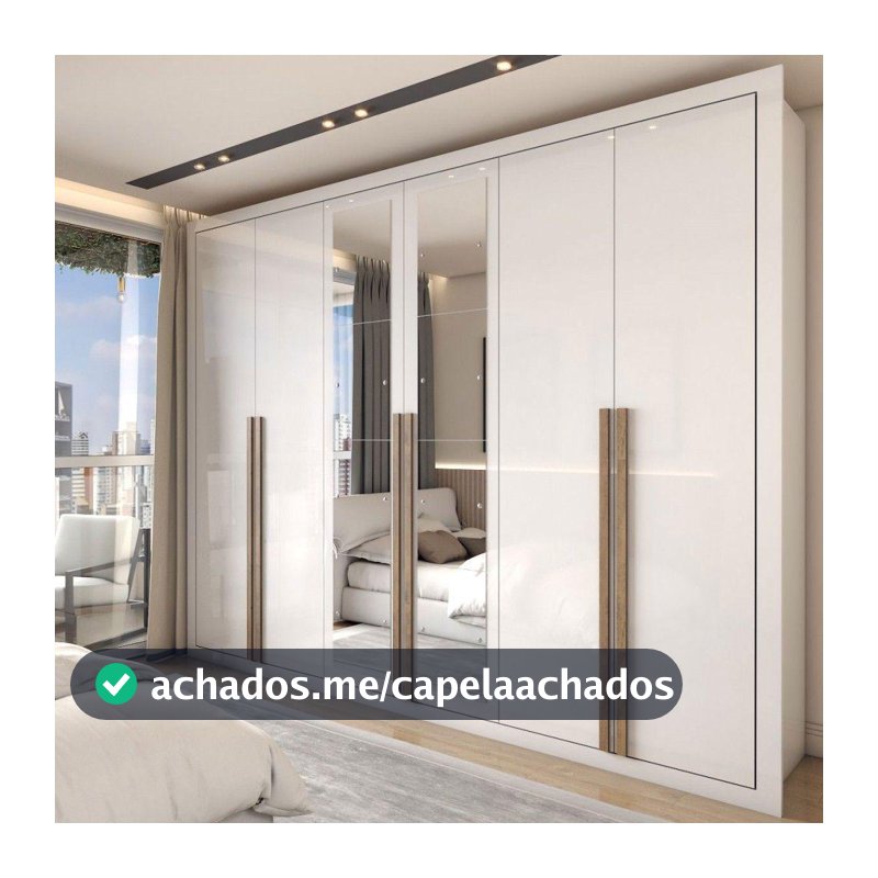 Guarda-Roupa Casal Severo 6 Portas 6 Gavetas com Espelho Branco - Panorama Móveis - Guarda-Roupa / Roupeiro - Magazine Ratadosachados
