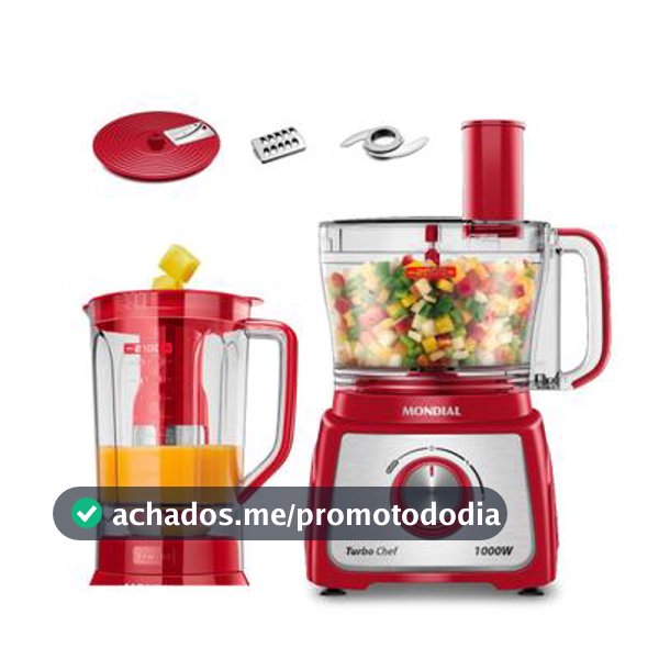Multiprocessador Turbo Chef 5 em 1 Mondial MPN-01-R 127V 1000W Vermelho