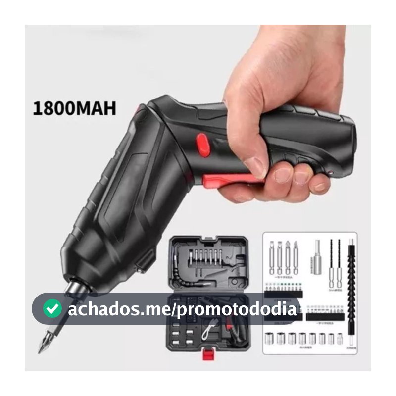 Jogo Parafusadeira Sem Fio Recarregável USb Com Maleta 47 Chaves 110v/220v Portátil