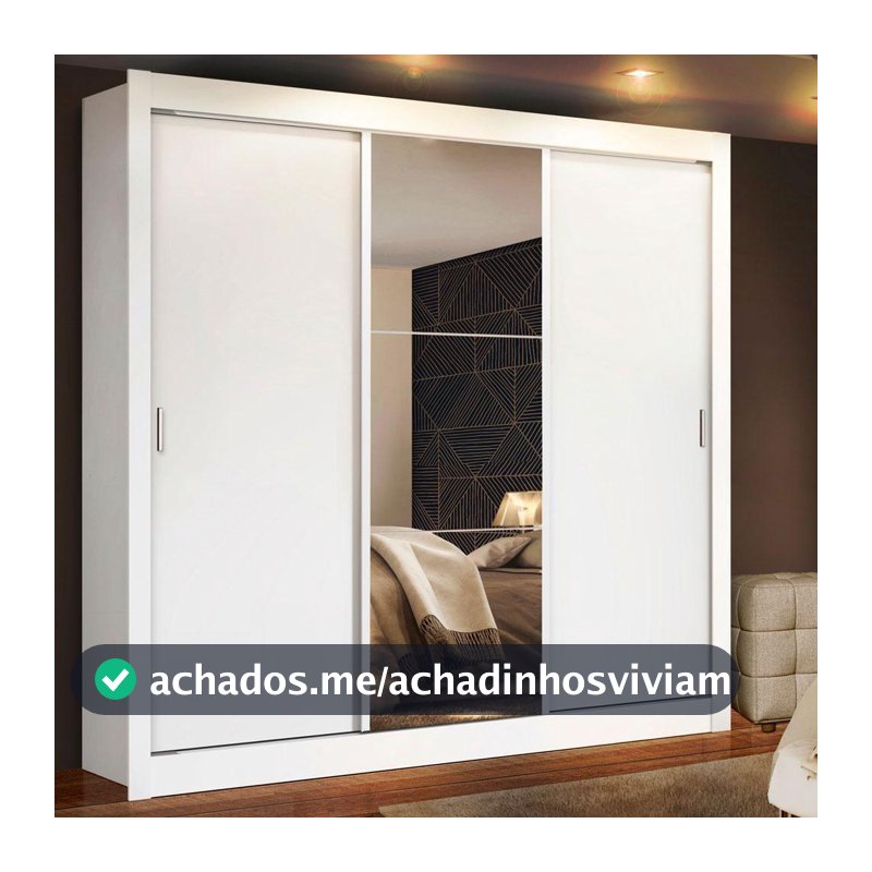 Guarda Roupa Casal Madesa Mônaco 3 Portas de Correr com Espelho