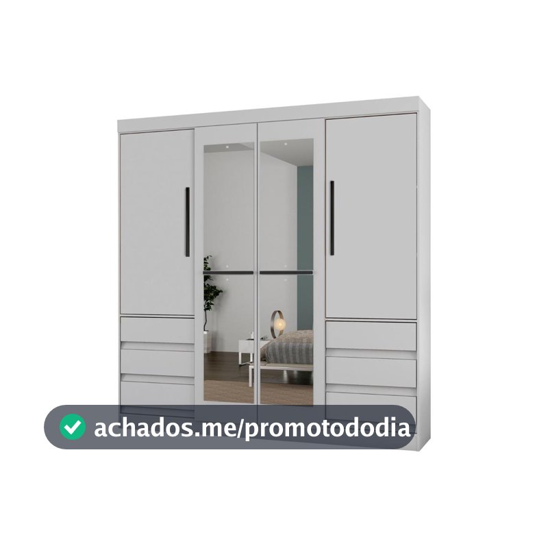 Guarda-roupa Casal com Espelho 4 Portas 6 Gavetas Araplac Atraente Sofia
