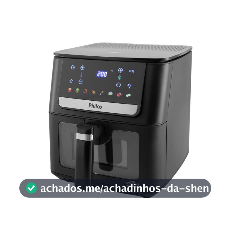 Air Fryer Philco 6,5L Visor Glass e Redstone 1700W PAF65A