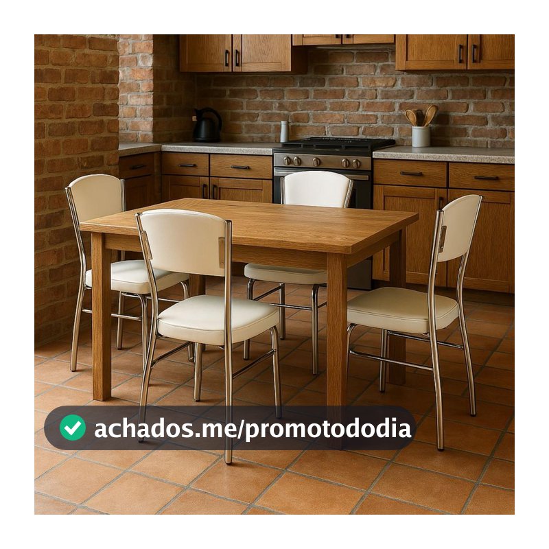 Cadeira Cozinha reforço cromada assento grosso Confortável encosto estofado cor branco Kit 4 Peças