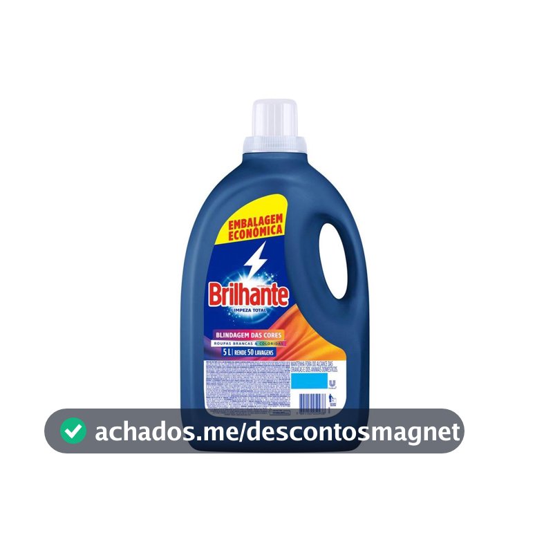 Lava Roupas Líquido Brilhante Limpeza Total 5L