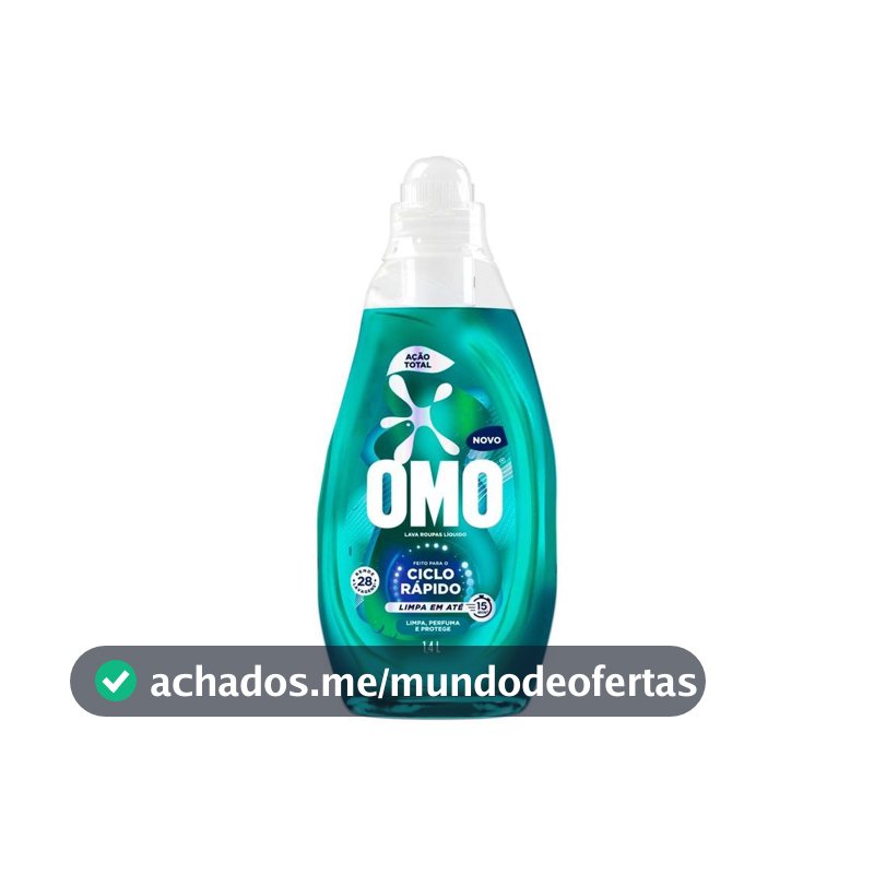 Lava Roupas Líquido Ciclo Rápido OMO Ação Total 1,4L