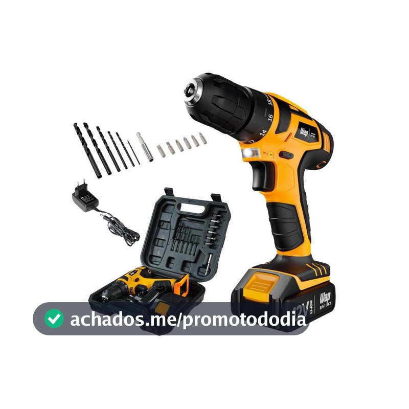 Furadeira e Parafusadeira Wap a Bateria 12V com Maleta 13 Peças BPF 12K3