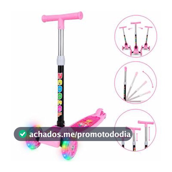 Patinete infantil 3 rodas com luzes led dobrável e ajustável menino menina - ATENTU - Patinete Infantil 3 Rodas