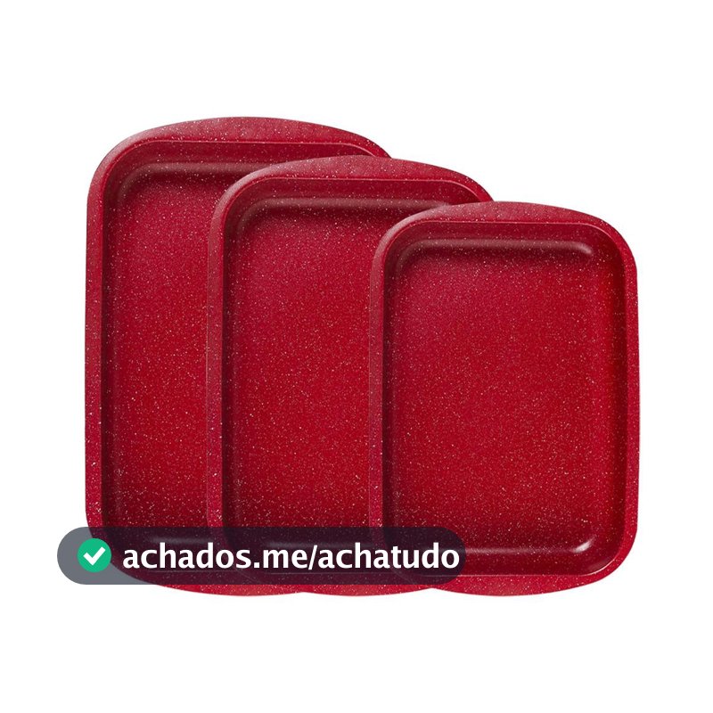 Jogo Assadeiras 3 Peças Antiaderente Cerâmica Vermelho Duralar