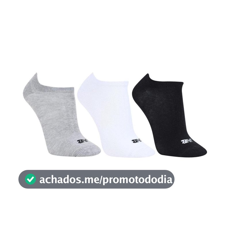 Kit Meia New Balance Invisível Logo c/ 3 Pares