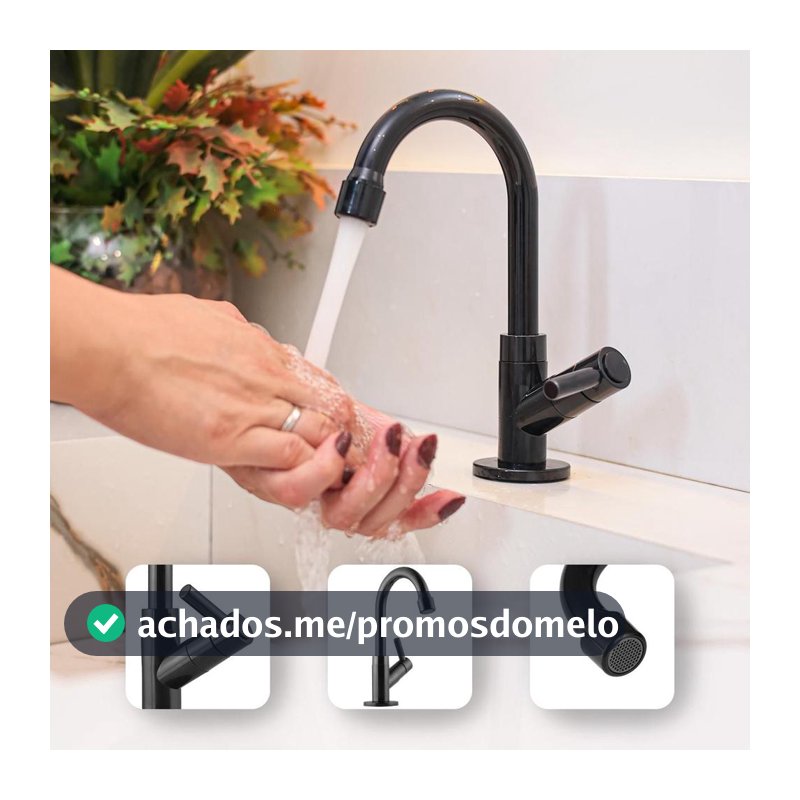 Torneira de Banheiro Preta de Bancada em ABS para Cuba Pia Lavatório Lavabo Black Matte