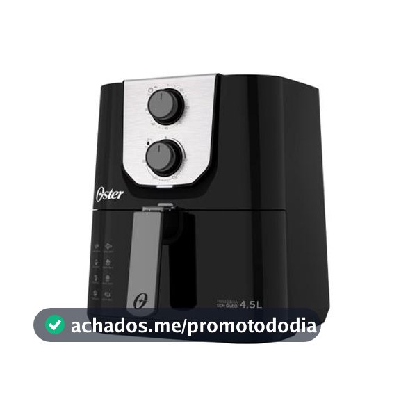 Air Fryer Oster Black Perform Preta com Timer 4,5L - Fritadeira sem Óleo / Air Fryer