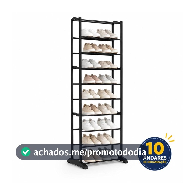 Sapateira Vertical 10 Andares Grande para 20 Pares Sapatos Tênis Multiuso Grande - Importado - Sapateira