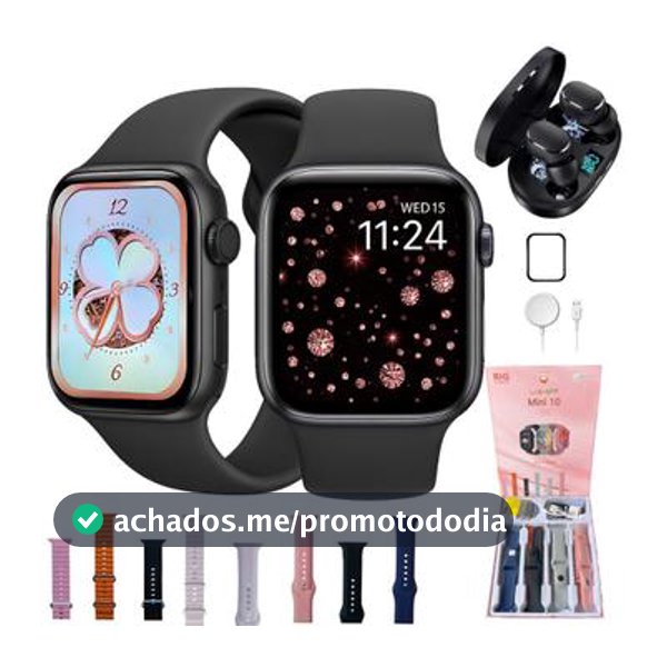 Smartwatch Feminino W10 Mini 41mm Amoled 8 Pulseiras Fone Bluetooth