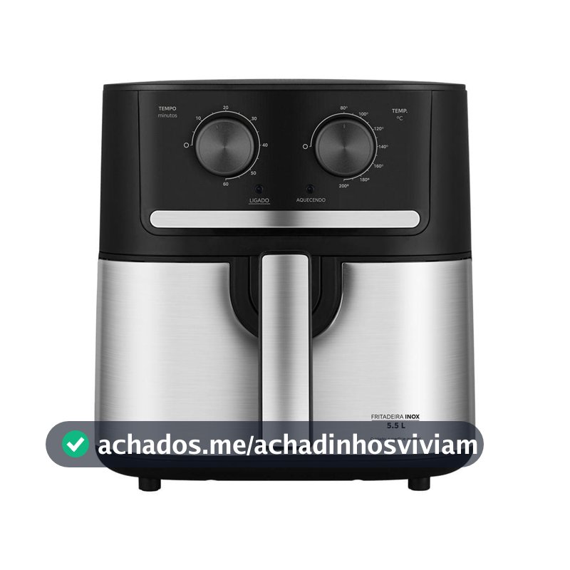 Fritadeira Air Fryer 5,5L Cyclone Preto e Inox Midea
