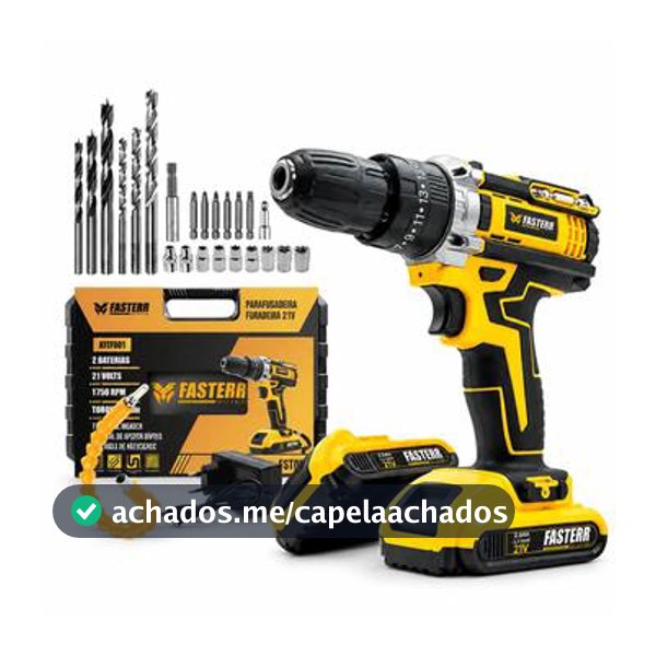 Parafusadeira Furadeira De Impacto Sem Fio 2 Baterias 21V 3/8 Com Maleta e 29 Acessorios FST009