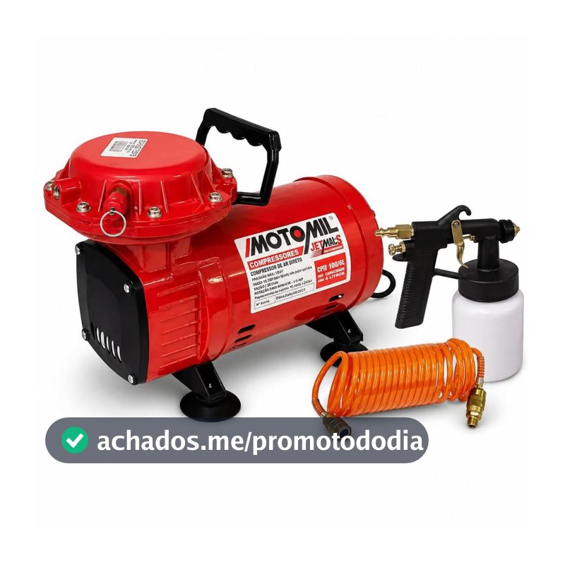Compressor De Ar direto 2,3 Pés Com Pistola e Mangueira Bivolt - Motomil