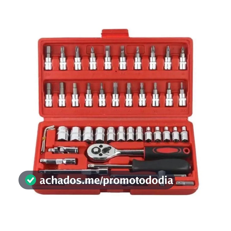 Kit Chaves Jogo Catraca Reversível Soquetes 46 Peças Maleta