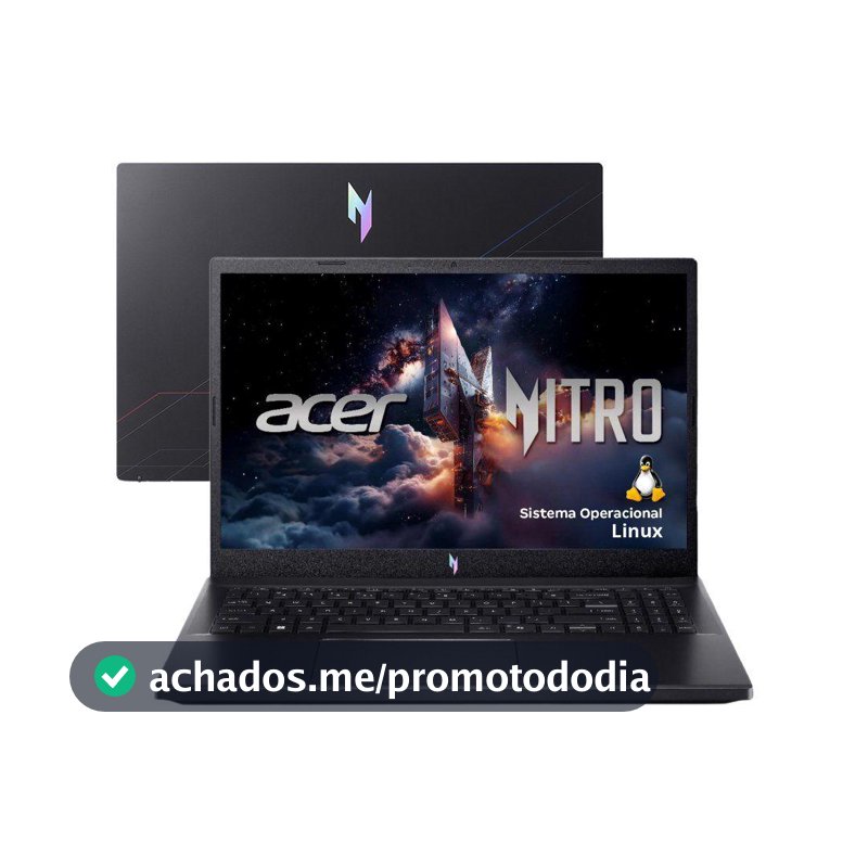 Notebook Gamer Acer Nitro V15 Intel Core i5 512GB SSD 16GB RAM 15.6” Full HD 165Hz IPS NVIDIA RTX 4050 6GB Linux ANV15-52-52X