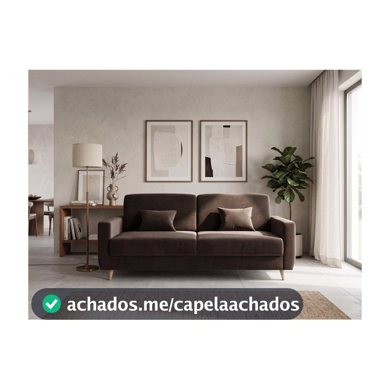 Sofá-cama Casal 3 Lugares Reclinável Veludo Matrix Emília