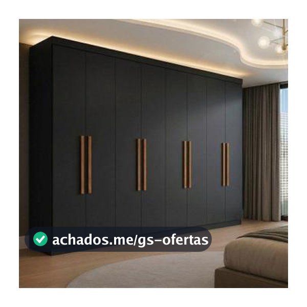 Guarda Roupa Casal 8 Portas 4 Gavetas Paris Espresso Móveis Preto