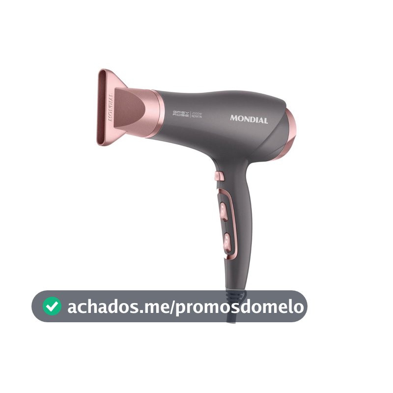 Secador de Cabelo Mondial Keratin Grafite e Rosé