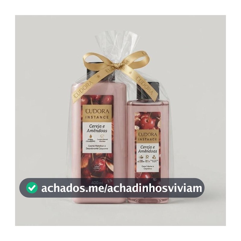 Kit Eudora Instance Cereja e Amêndoas Hidratante 400ml + Óleo 200ml