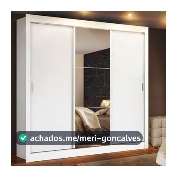 Guarda Roupa Casal Madesa Mônaco 3 Portas de Correr com Espelho