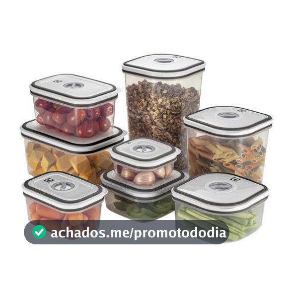 Potes Herméticos Electrolux de Plástico Cinza Retangular com 8 Unidades - Pote