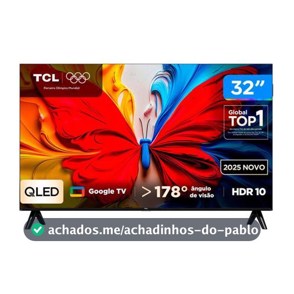 Smart TV 32" TCL Full HD QLED 32S5K Google TV 2 HDMI