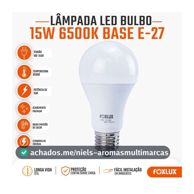 Lâmpada LED 15W Foxlux 6500K Branco Frio Bivolt E27