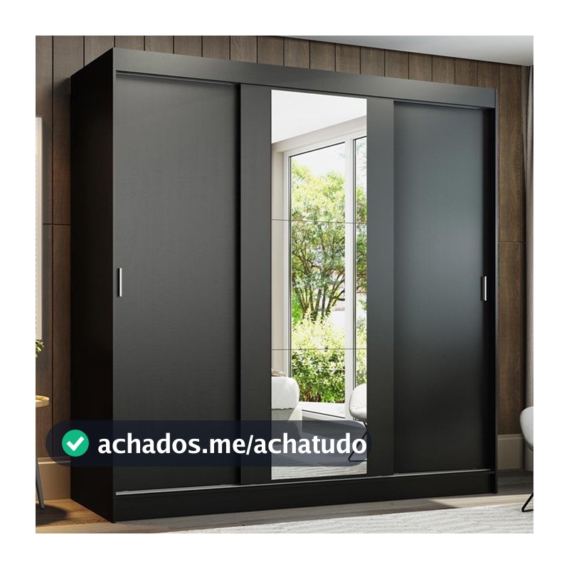 Guarda-Roupa Casal Madesa Reno 3 Portas de Correr com Espelho