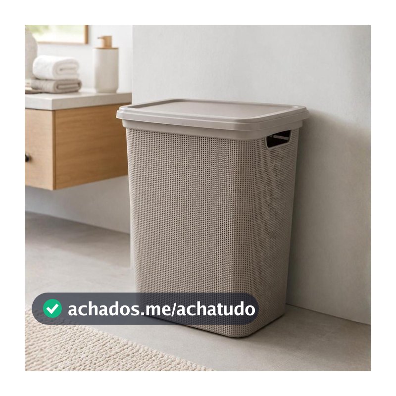 Cesto De Roupa Com Tampa Juta 45 Litros Plastico Organizador Banheiro E Lavanderia Jaguar Cores Sortidas