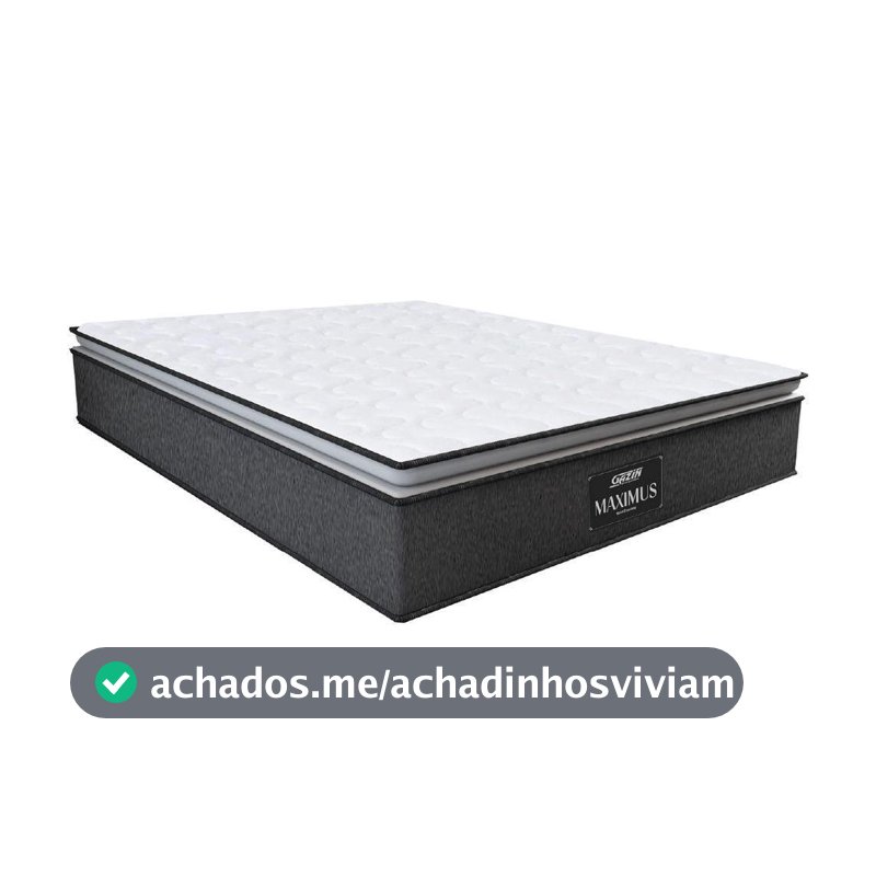 Colchão Casal Queen Molas Ensacadas Pillow Top Maximus 158x198x28cm Cinza/branco Gazin