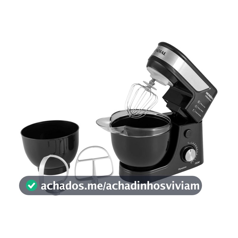 Batedeira Planetária Mondial Preto e Inox 700W