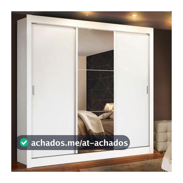 Guarda Roupa Casal Madesa Mônaco 3 Portas de Correr com Espelho