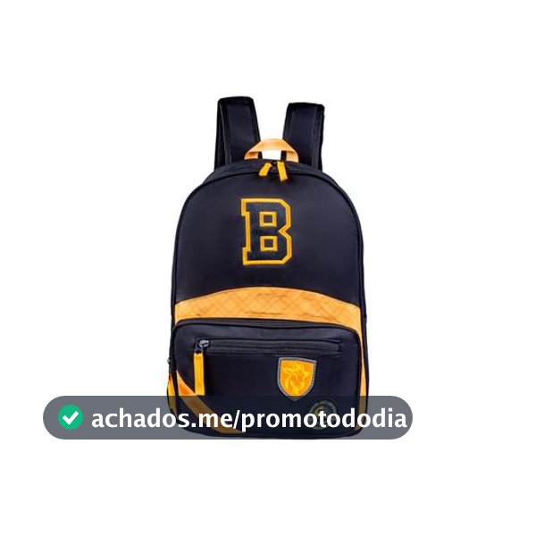 Mochila Escolar Juvenil Yins Magic Preta e Amarela