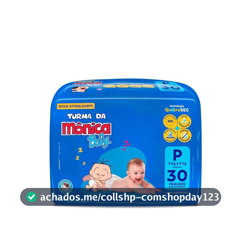 Fralda Turma da Mônica Baby Tam. P 3 a 5kg