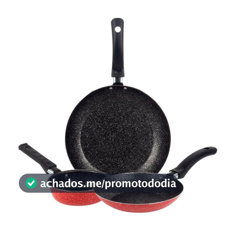 Jogo De Frigideiras Francesas 3 Peças 14 18 24cm Vermelho Nacional